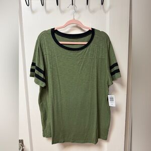 NWT Torrid Supersoft Slub Boat Neck Elbow Sleeve Varsity Tee